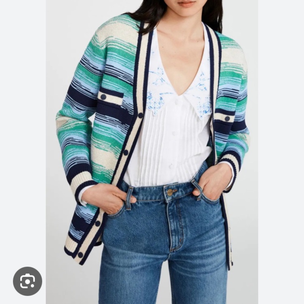 Claudie Pierlot Striped Cardigan Sweater